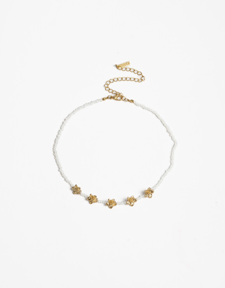 Chokers Color Choker Beads Y Flores - Dorado Oro Amarillo