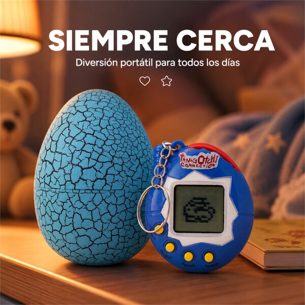 Juego de Mascota Virtual con Huevo y Consola Llavero Azul 1