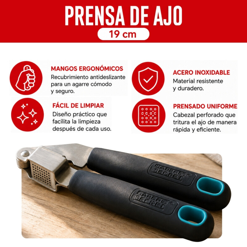 Prensa de ajo 19cm INOX
