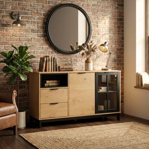 Aparador Bargueño Rack - Madera Maciza - Denise Aparador Bargueño Rack - Madera Maciza - Denise