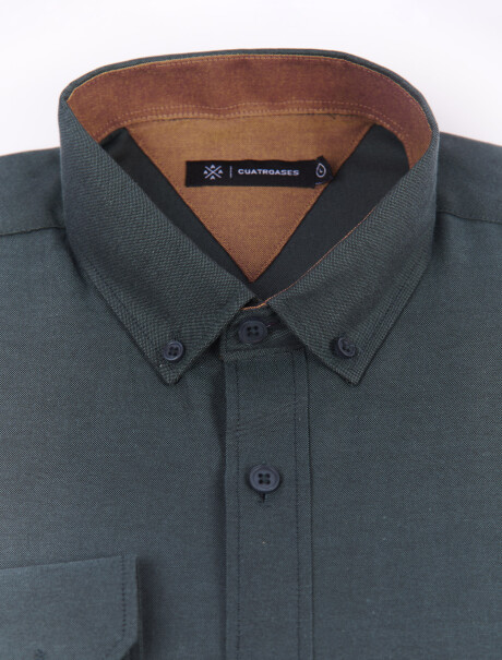 Camisa m/l oxford verde oscuro