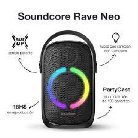Parlante Rave Neo Bluetooth Con Luces Negro Parlante Rave Neo Bluetooth Con Luces Negro