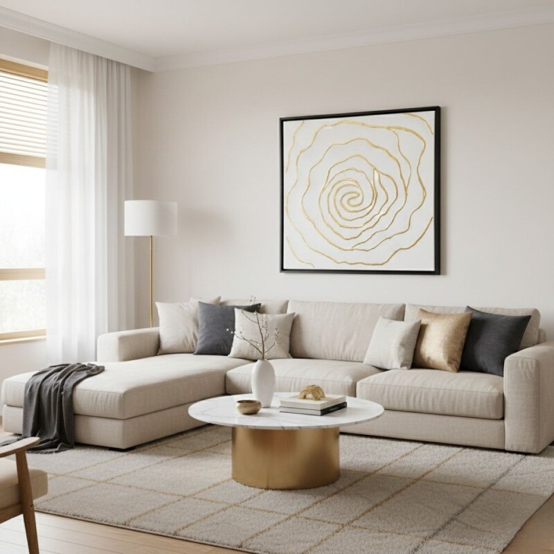 CUADRO DISEÑO DORADO 100X100CM Unica