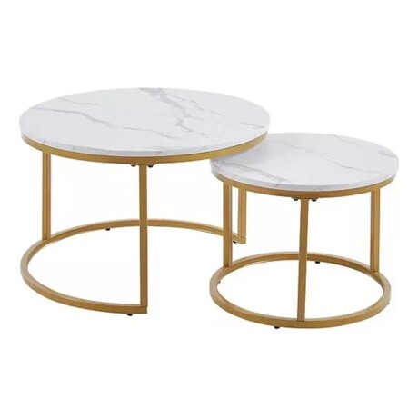 Set 2 mesas auxiliares ratonas tipo nido Doncaster Dorado/blanco