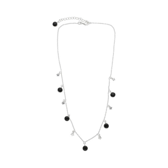 Collar Cadena Karvik Espinela Negra Plata 925 0