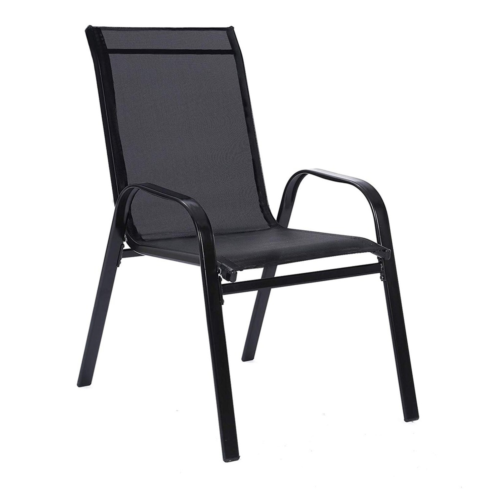 Juego de Jardín Exterior con Mesa Tapa Vidrio y 4 Sillas Negro — HTS