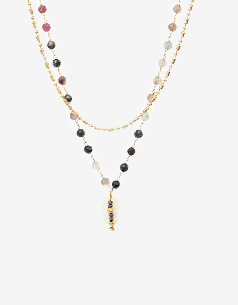 Collares Cortos Piedras Set De Collares Acero Y Piedras - Dorado