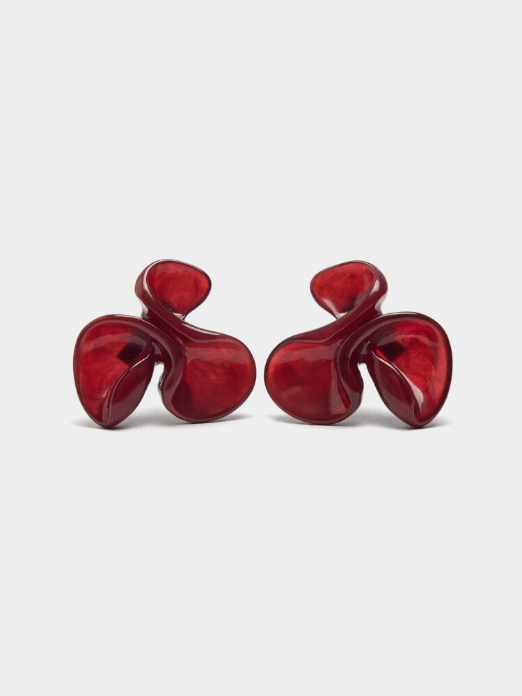 Pendientes De Flor De Resina teja