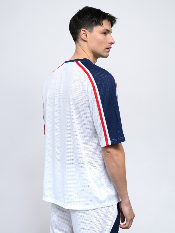 REMERA TUCKER MESH Nacional Hombre Blanco, Azul Marino, Rojo