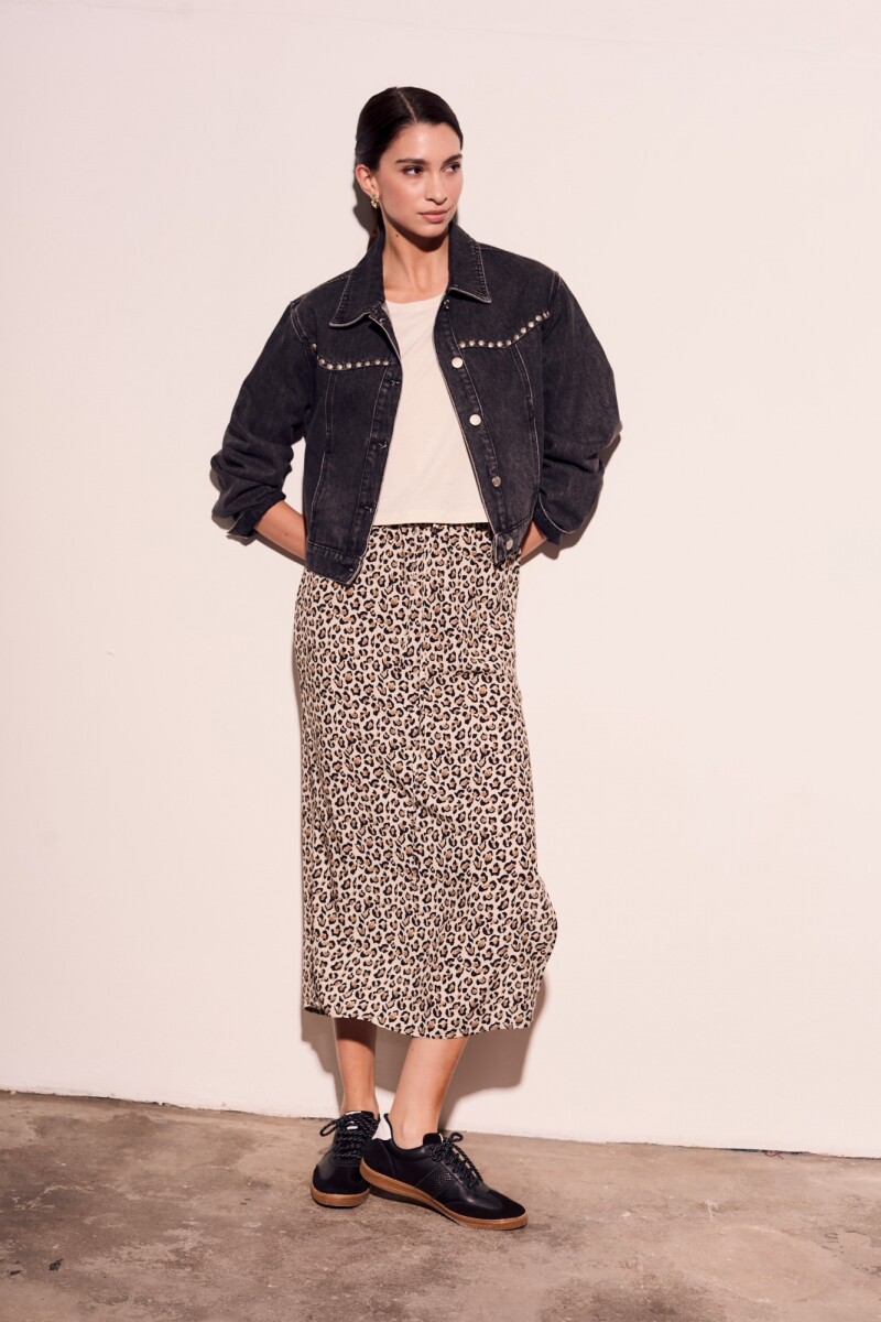 Falda Animal Print Negro