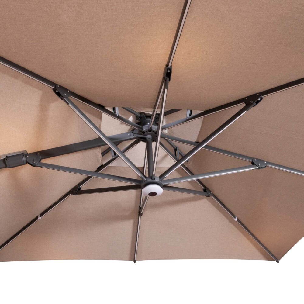 SOMBRILLA ALUMINIO 3*3M ALUMINIO NATURAL-BEIGE MUMBAI LED