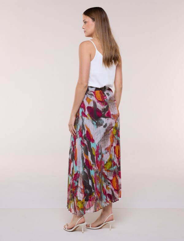 Falda Maxi Plisada MULTI/FUCSIA
