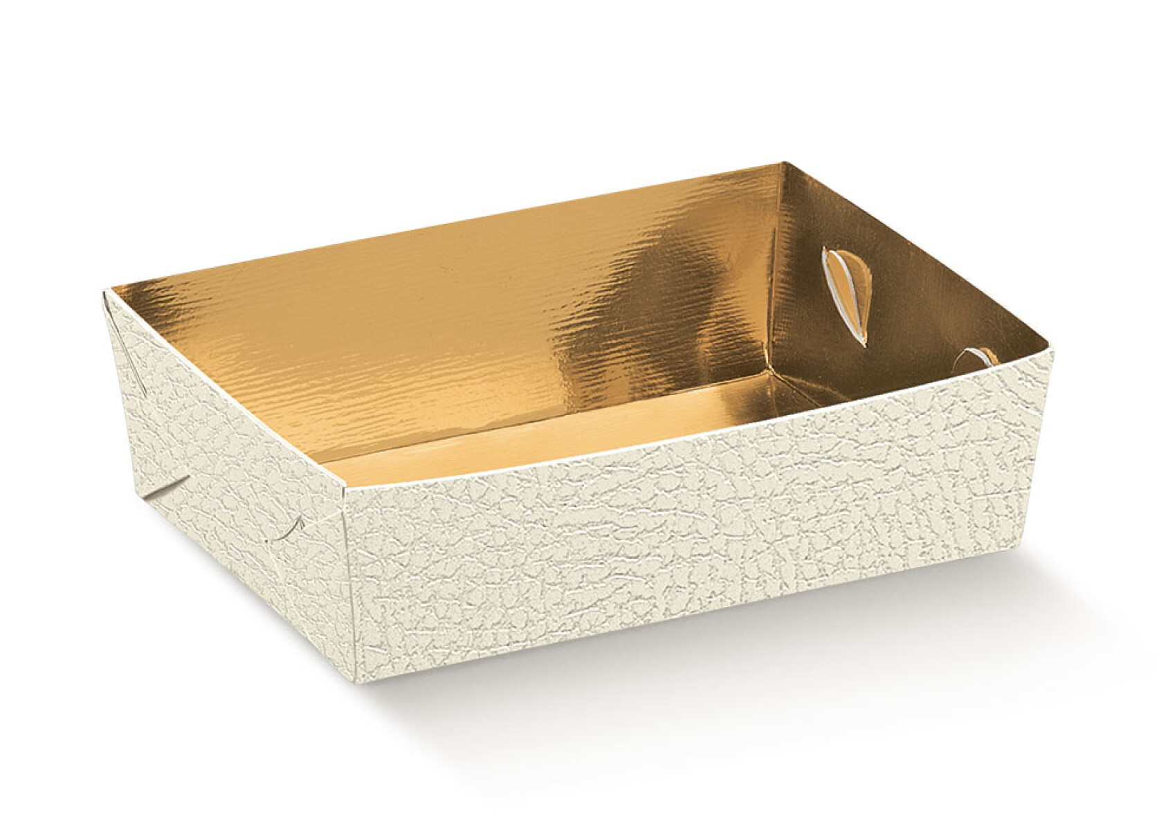 Cesta 22x15x3,5 cm. - PELLE BIANCO+ORO INT 