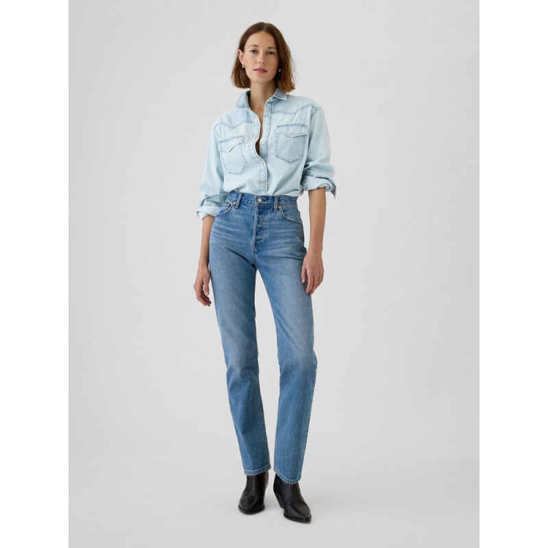 LS CROPPED DENIM WESTERN SHIRT - LIGHT WASH LIGHT WASH