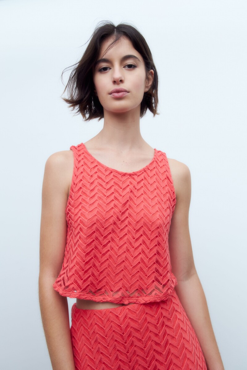 Blusa de encaje - coral 