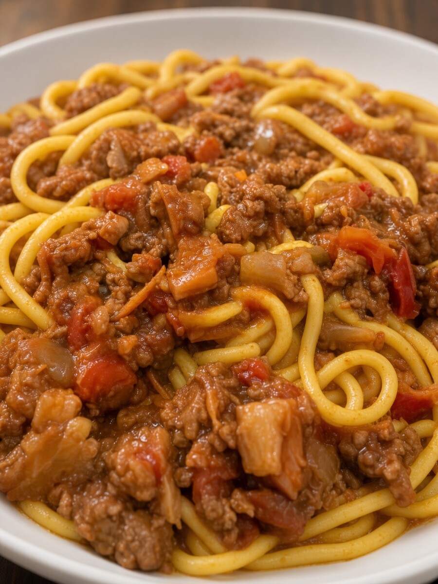 Tallarines con Salsa Boloñesa 