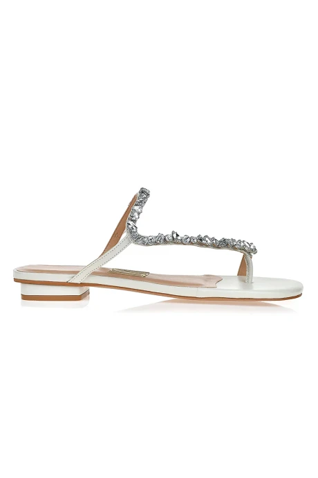 Sandalia Flat Paris Con Piedras Off White