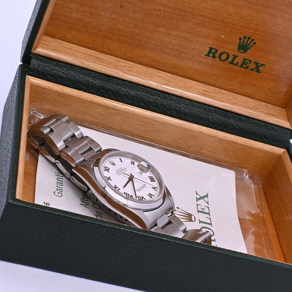 Rolex Datejust 16200 acero 36 mm. Números romanos con caja y papeles, año 2005. Rolex Datejust 16200 acero 36 mm. Números romanos con caja y papeles, año 2005.