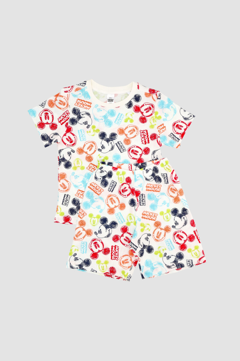 Pijama infantil mickey full print Blanco