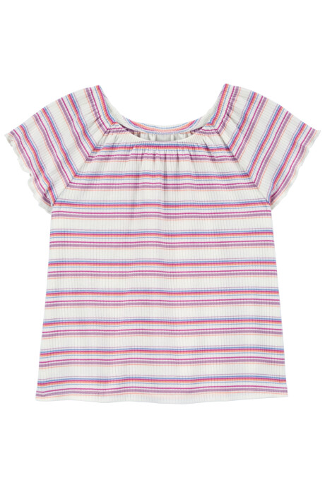 Blusa de algodón acanalado diseño a rayas Sin color
