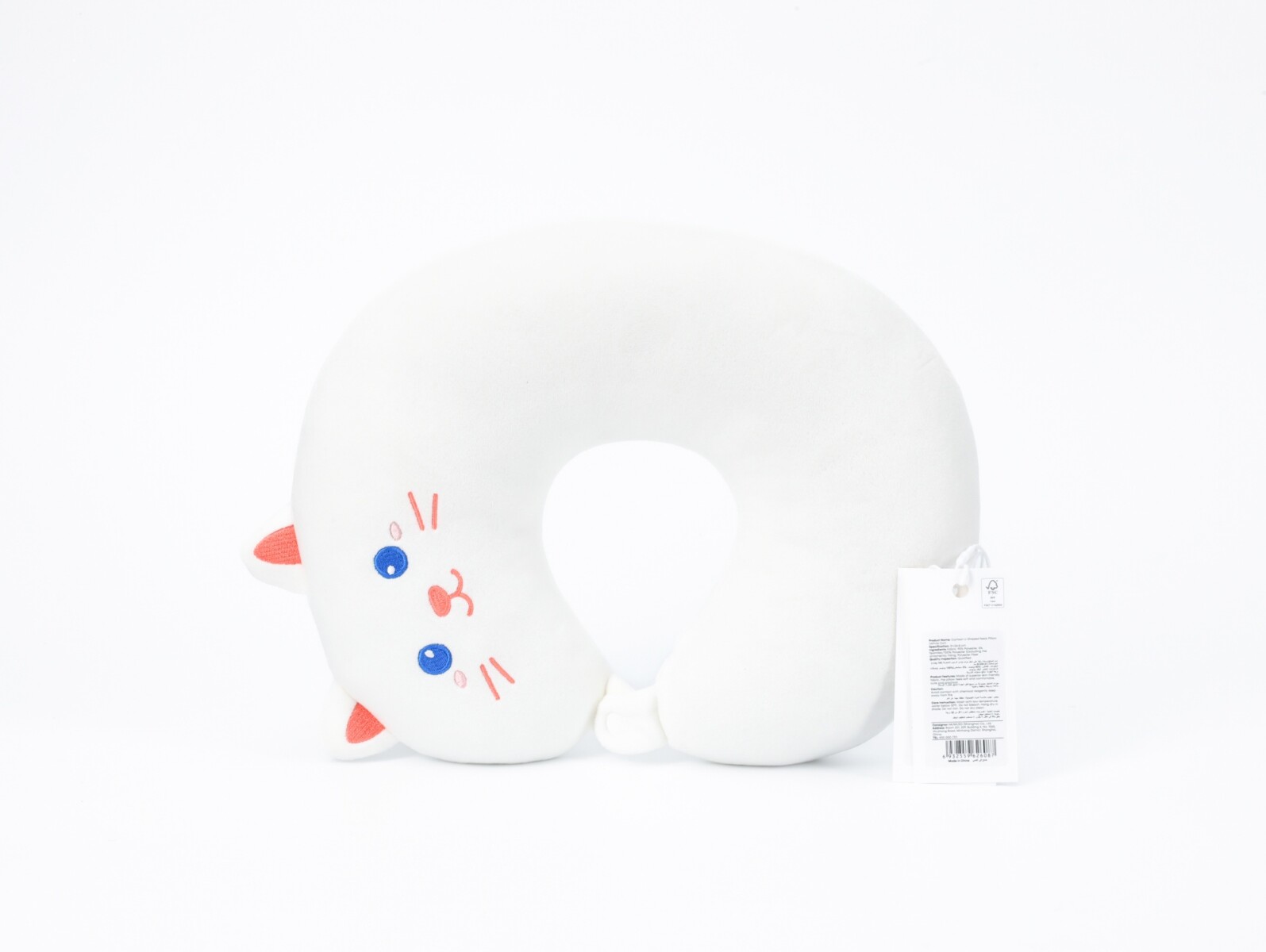 ALMOHADA PARA EL CUELLO CON FORMA DE U DE DIBUJOS ANIMADOS (GATO BLANCO) 