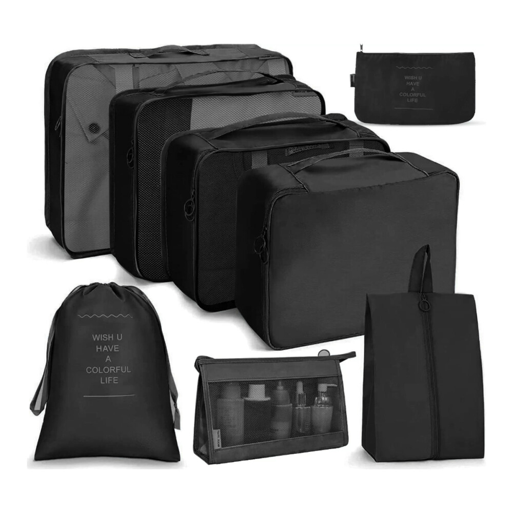 Kit Organizador de Viaje 8 Piezas Negro
