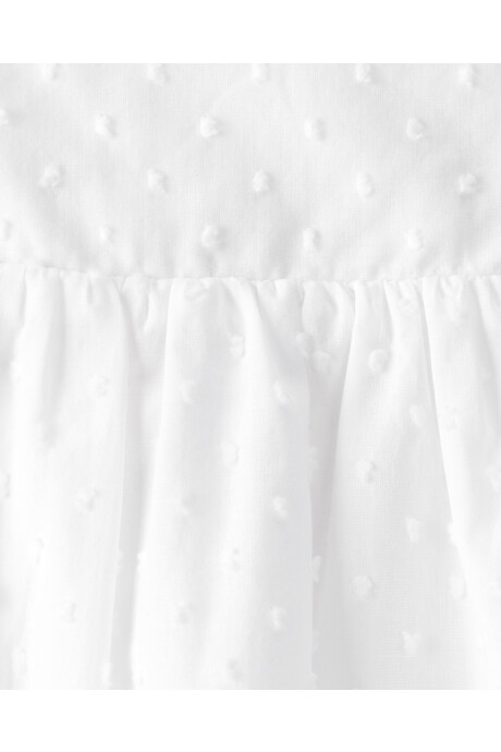 Vestido de algodón con textura plumetí, blanco, mangas con volados Sin color