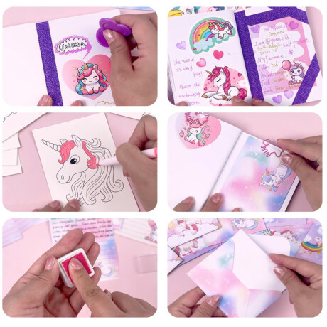 Set De Papelería Infantil Unicornio Violeta Set De Papelería Infantil Unicornio Violeta