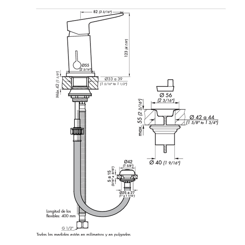 GRIFERIA MONOCOMANDO PARA BIDET LINEA ZOE CON TRANSFERENCIA COLOR CROMO FV Griferia Monocomando Para Bidet Linea Zoe Con Transferencia Color Cromo Fv