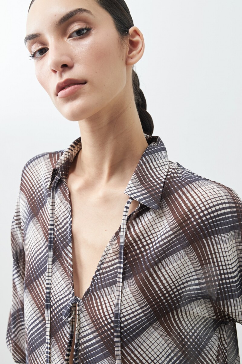 Camisa escocesa con lazos chocolate