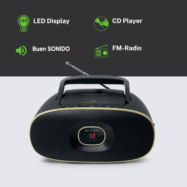 Radio Vintage Con Cd Muse Md-202vt RADIO CD MUSE MD202VT NEGRO