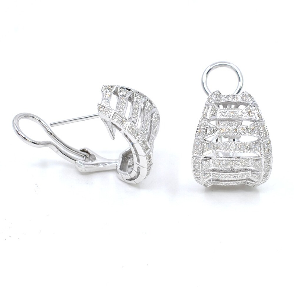Caravanas clips caladas en oro 18k blanco, con brillantes Caravanas clips caladas en oro 18k blanco, con brillantes