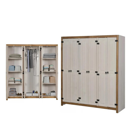 Ropero Placard Armario Closet 6 Puertas Madera Maciza Pino BLANCO