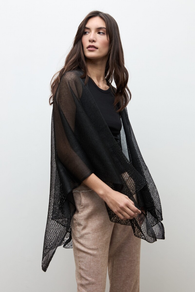Ruana tejida lurex negro