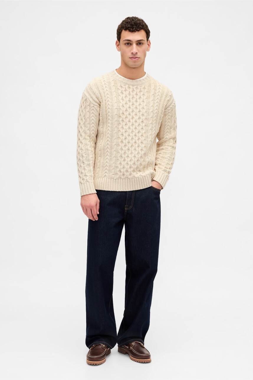 Buzo Cable Heavy Hombre Cream