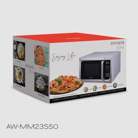 Microondas Digital Aiwa de 23L y 800W en Acero Inox c/ Grill Plateado