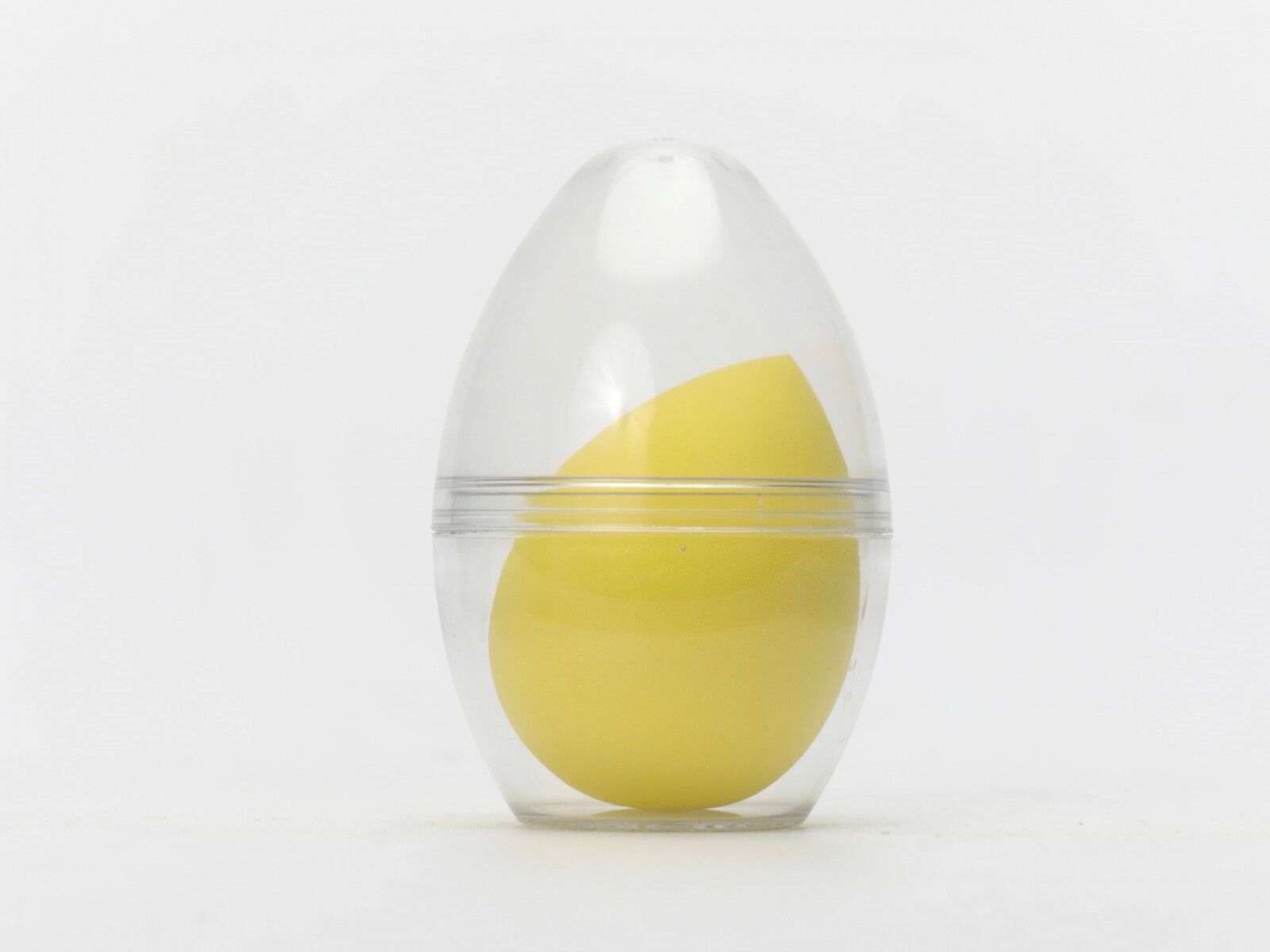 ESPONJA DE MAQUILLAJE CON ESTUCHE (FORMA DE GOTA DE AGUA/ AMARILLO) 
