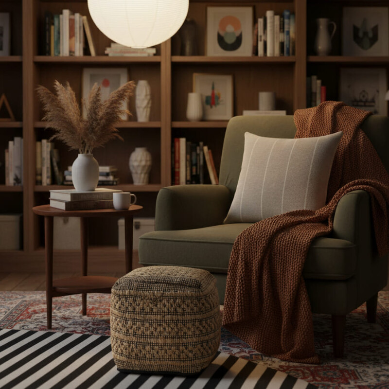 Funda de almohadón algodón 45x45cm Rayas Greige