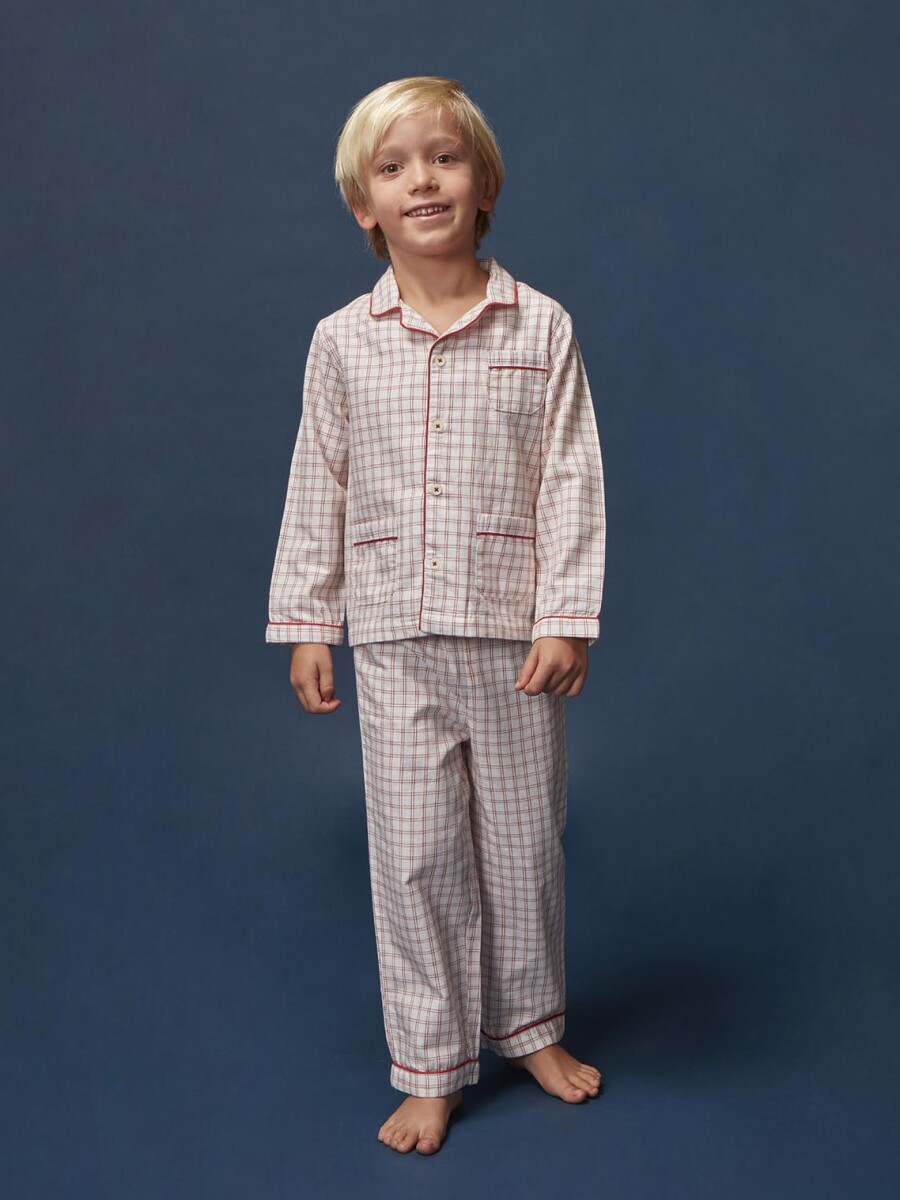 Pijama De Cuadros Blanco Roto