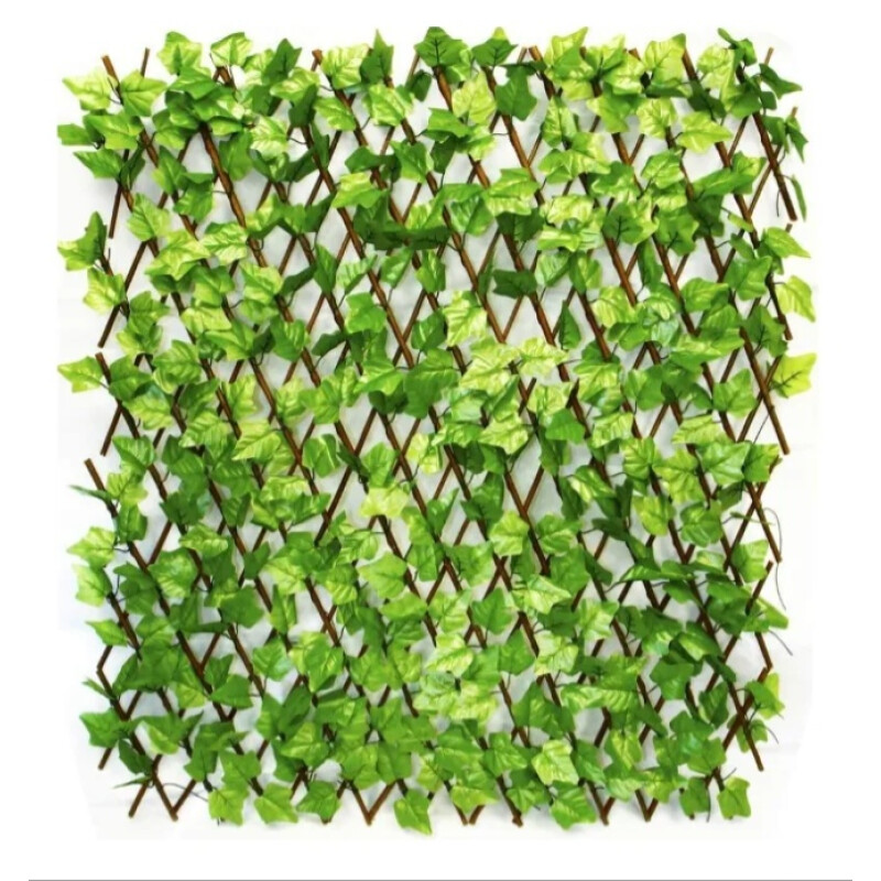 Cerco De Madera Con Hojas Artificiales Para Decoración Verde