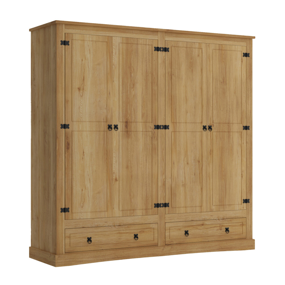 Ropero 4 puertas 2 Cajones Madera - Linea mexicana Natural