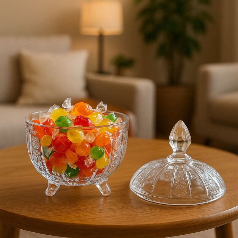 Caramelera de Vidrio con Detalles Tallados- Modelo Laos Caramelera de Vidrio con Detalles Tallados- Modelo Laos