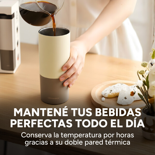 Vaso Térmico Botella Acero Inoxidable 450ml Lock&Lock Color Beige