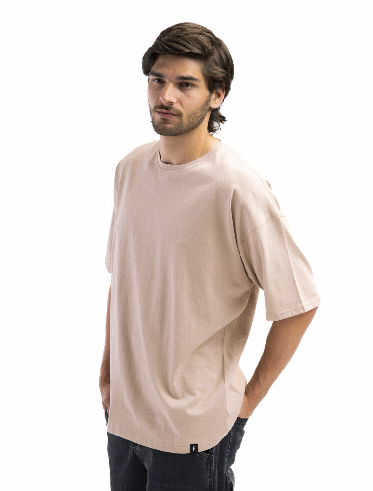 Remera Algodón Oversized Beige
