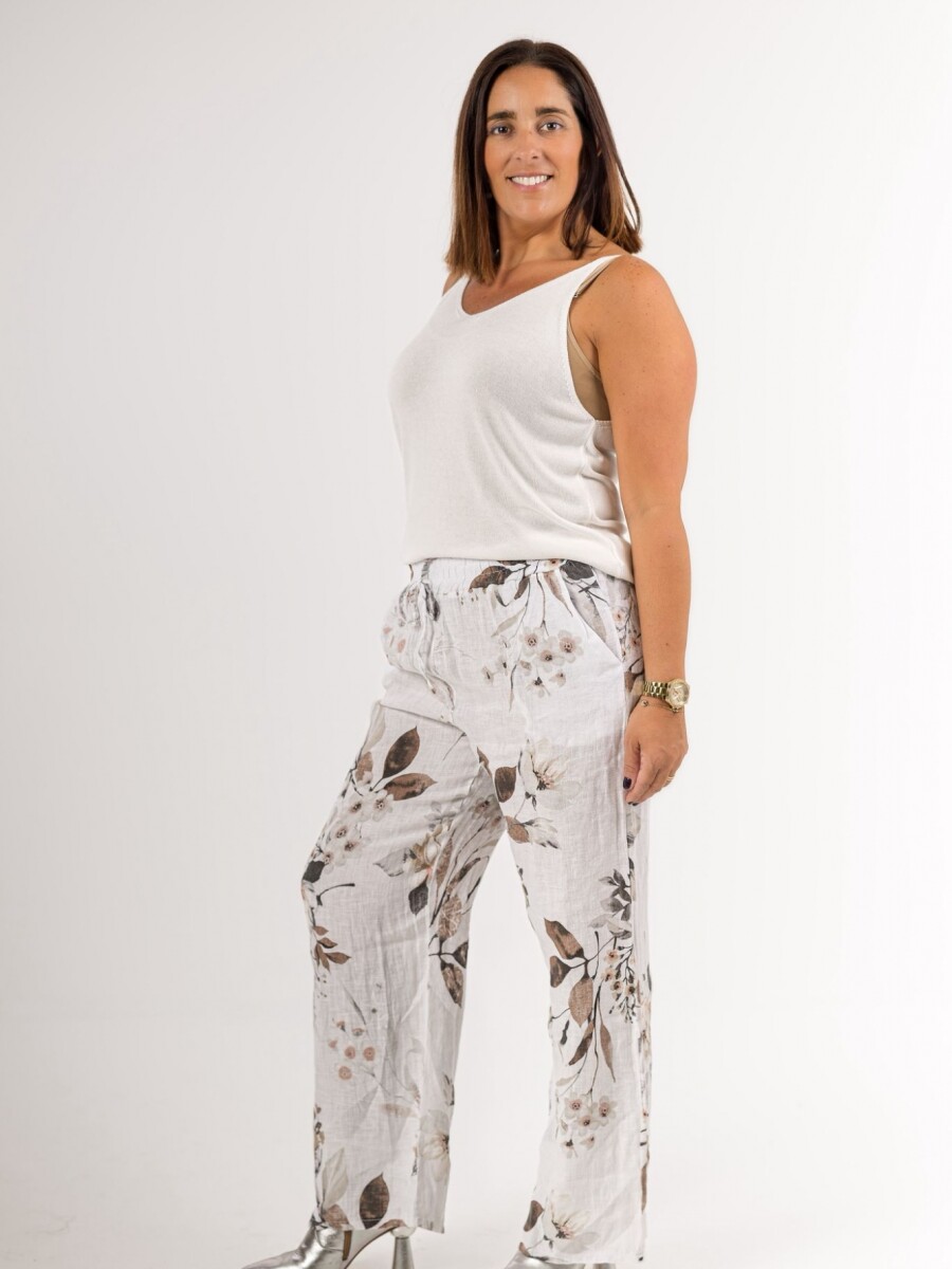 Pantalón 100% lino estampado Pantalón 100% lino estampado