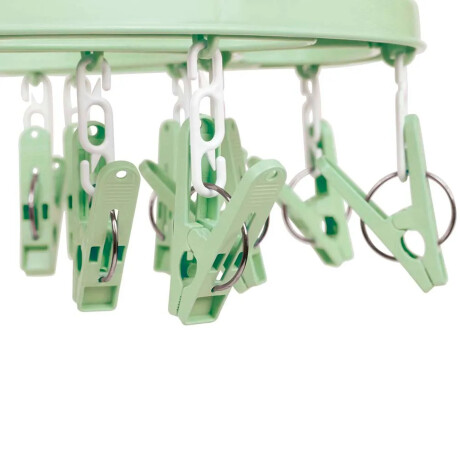 Mini Tendedero Ovalado 24 Palillos Plásticos para Ropa Mor Verde