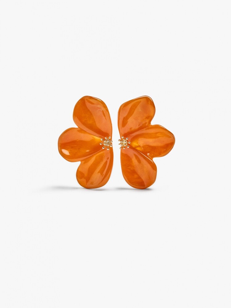 Pendientes Maxi Media Flor naranja
