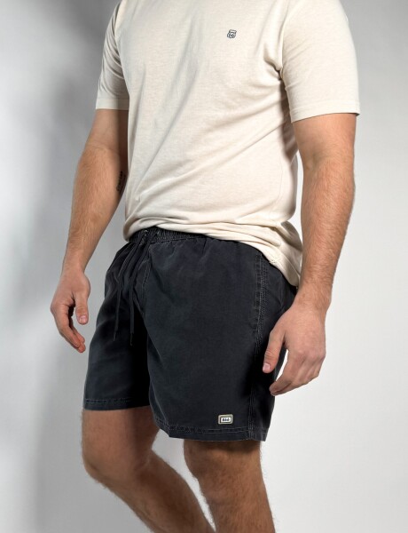 Short de baño liso Acid Wash Avici Negro