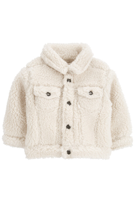 Campera de sherpa, diseño camisa. Talles 6-24M Sin color