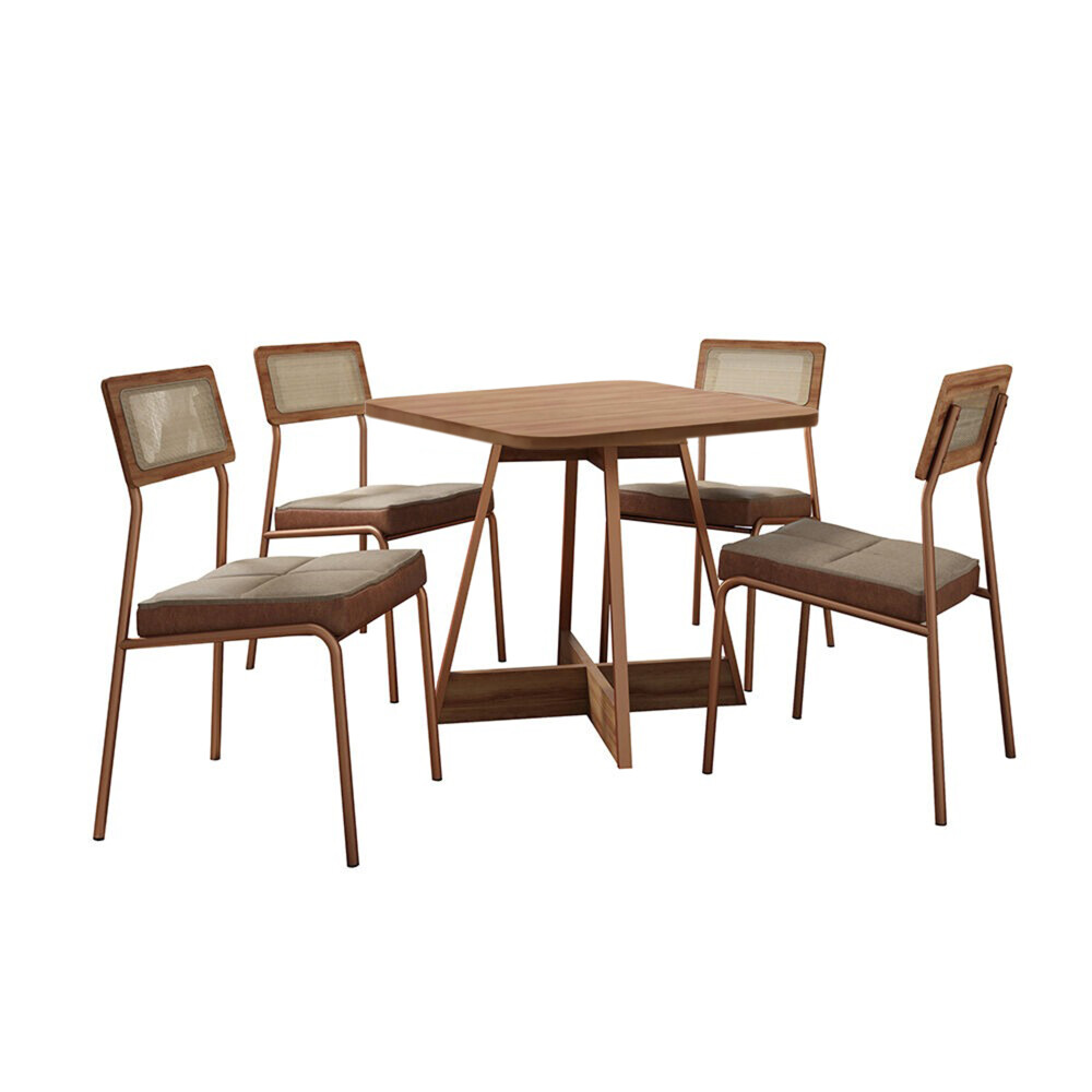 Juego de comedor - Lux Atria Cuadrada Marrón